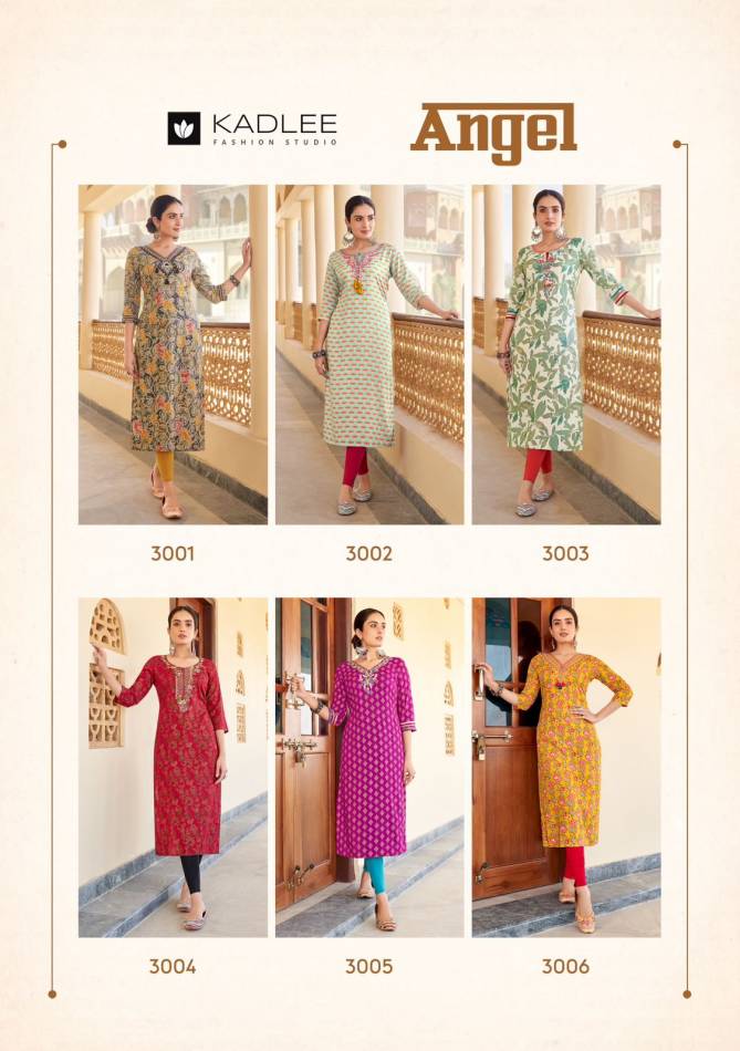 Angel By Kadlee Rayon Printed Designer Kurtis Wholesale Clothing Suppliers In India